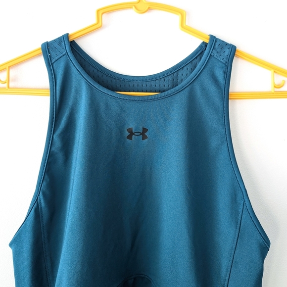 Under Armour Women's Teal and Yellow Mesh Tank Top ~ Size XS - Picture 4 of 10